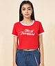 Coolsters by Pantaloons Cotton Half Sleeves Out Of This World Text Printed Tee - Red