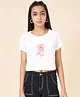Coolsters by Pantaloons Cotton Half Sleeves Rose Printed Tee - White