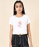 Coolsters by Pantaloons Cotton Half Sleeves Rose Printed Tee - White