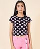 Coolsters by Pantaloons Cotton Half Sleeves Hearts Printed Tee - Black