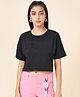 Coolsters by Pantaloons Cotton Lycra Half Sleeves Rockaway Text Printed Tee - Black