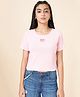 Coolsters by Pantaloons Cotton Half Sleeves Heart Cut Out Detailed Tee - Pink