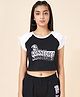 Coolsters by Pantaloons Cotton Half Sleeves Lets Stay Connected Text Patch Detailed Tee - Black