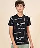 Coolsters by Pantaloons Cotton Half Sleeves Take The Risk Text Printed Tee - Black