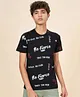 Coolsters by Pantaloons Cotton Half Sleeves Take The Risk Text Printed Tee - Black