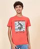 Coolsters by Pantaloons Cotton Half Sleeves Dream Create Inspire Text Printed Tee - Orange