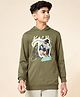 Coolsters by Pantaloons Full Sleeves Skateboard Printed Hooded Sweatshirt - Olive Green
