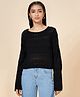 Coolsters by Pantaloons Full Sleeves Mesh Detailed Sweater - Black