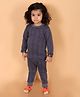 MoMaa Cotton Full Sleeves Striped Thermal Innerwear Set - Charcoal Grey