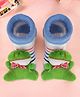 Yellow Bee Cotton Frog Applique Detailed Socks - Blue & Green