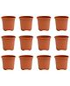 UGAOO Garden Plastic Pots for Indoor Plants (4 inch, Brown/ Terracotta Color, Set of 12)