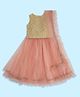 Akkriti by Pantaloons Sleeveless Floral Embroidered Lehenga Choli With Dupatta Set - Peach