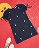 Akkriti by Pantaloons Cotton Flax Half Puffed Sleeves Floral Embroidered Dress - Navy Blue