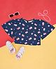 Akkriti by Pantaloons Cotton Flax Half Bell Sleeves Abstract Printed Top - Navy Blue