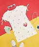 Akkriti by Pantaloons Cotton Flax Half Puffed Sleeves Heart Printed Dress - White