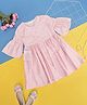 Akkriti by Pantaloons Bell Sleeves All Over Printed Dress With Bag - Pink
