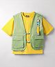 Little Kangaroos Cotton Knit Half Sleeves Solid Color T-Shirt with Jacket - Yellow