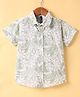 Little Kangaroos Cotton Woven Half Sleeves Shirt With Leaves Print - Light Green