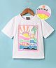Little Kangaroos Cotton Knit Half Sleeves Top With Good Times Text Print - White