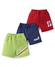 Doodle Poodle 100% Cotton Knit Knee Length Shorts With Basketball Print Pack of 3 - Red Navy Blue & Lime Green