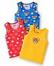 Babyhug 100% Cotton Single Jersey Knit Sleeveless Sandos With Animal & Star Print Pack Of 3 - Red Blue & Yellow