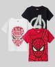 KUCHIPOO Marvel Avengers Featuring Pack Of 3 Half Sleeves Spiderman Printed Tees - Black Red & White