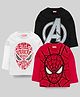 KUCHIPOO Marvel Avengers Featuring Pack Of 3 Full Sleeves Spiderman Printed Tees - Red Black & White