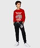 KUCHIPOO Full Sleeves Motorcycle Printed Tee With Track Pant Set - Red & Black