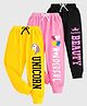 KUCHIPOO Pack Of 3 Unicorn & Hearts Printed Track Pants - Yellow Black & Pink