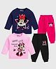 KUCHIPOO Pack Of 2 Mickey & Friends Featuring Full Sleeves Minnie Mouse Printed Coordinating Tees & Joggers Set - Blue Pink Black & Magenta