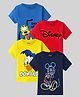 KUCHIPOO Pack Of 4 Mickey & Friends Featuring Half Sleeves Characters Printed Tees - Blue Red Yellow  & Navy Blue