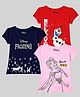 KUCHIPOO Pack of 3 Disney Frozen Featuring Half Sleeves Elsa & Olaf Printed Tees - Red Pink & Blue