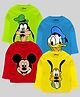 KUCHIPOO Pack Of 4 Mickey & Friends Featuring Full Sleeves Characters Printed Tees - Red Yellow Green & Blue