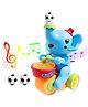 New Pinch  Musical Walking Elephant Drummer Toy with Flashing Light & Sound Toy for Kids Beating Drum Blowing Ball Toy - color may vary