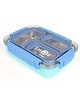 New Pinch  Premium Leakproof 3 Compartment Bento Box, Stainless Steel Insulated Lunchbox- Blue