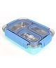 New Pinch  Premium Leakproof 3 Compartment lunch Box, Stainless Steel Insulated Lunchbox - Blue