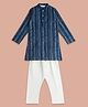Indus Route by Pantaloons Cotton Full Sleeves Striped Kurta Pyjama Set - Navy Blue