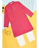 Indus Route by Pantaloons Viscose Rayon Full Sleeves Solid Kurta Pyjama Set - Coral