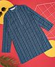 Indus Route by Pantaloons Cambric Full Sleeves Striped & Dots Printed Kurta - Navy Blue
