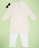 Indus Route by Pantaloons Full Sleeves Solid Kurta Pyjama Set - Beige