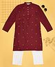 Indus Route by Pantaloons Full Sleeves Floral Embroidered Kurta Pyjama Set - Red