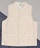 Indus Route by Pantaloons Sleeveless Rhinestones Embellished Jacket - Beige