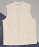 Indus Route by Pantaloons Sleeveless Rhinestones Embroidered Jacket - Beige