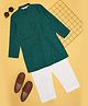 Indus Route by Pantaloons Cotton Full Sleeves Checked Kurta Pyjama Set - Green
