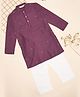 Indus Route by Pantaloons Full Sleeves Floral Embroidered Kurta Pyjama Set - Purple