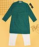 Indus Route by Pantaloons Full Sleeves Checked Kurta Pyjama Set - Teal Blue