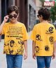 Pine Kids Marvel  Single Jersey Knit Oversized Half Sleeves Drop Shoulder T-Shirt With Front And Back Avengers Graphics - Yellow