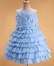 Enfance Sleeveless Floral Applique  Stone Embellished Layered Dress - Sky Blue