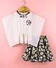 Enfance Synthetics Half Sleeves Floral Applique Detailed Top With Coordinating Skirt Set - White