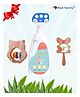 Brain Factory Newborn Baby Gift Set: Neem Wood Teether Rattle (Bear & Owl), Wooden Pull-Along Fire Engine Toy, & Natural Baby Laundry Detergent (1000 ml)  Safe, Eco-Friendly Essentials for Newborns